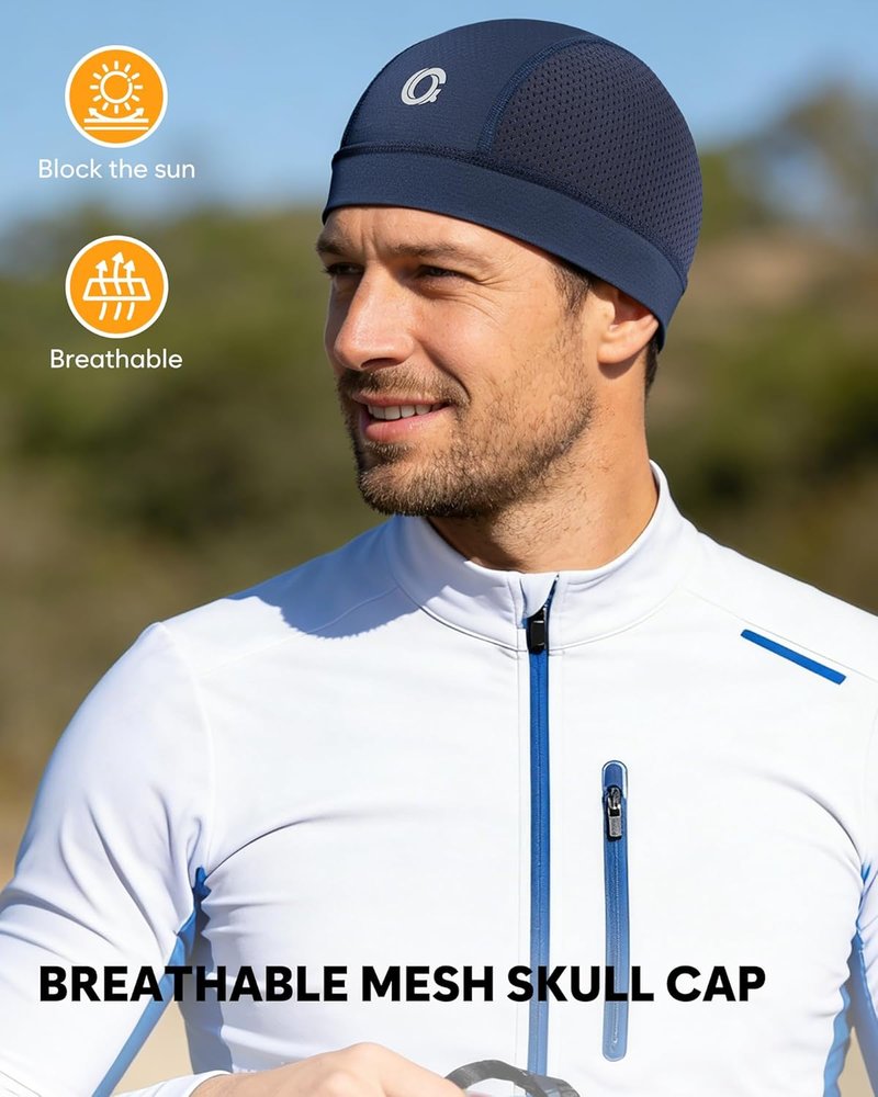 Cooling Skull Cap Helmet Liner - Breathable Mesh Running Hat | Lightweight Quick-Dry Sports Beanie for Men - 3 Pcs Set