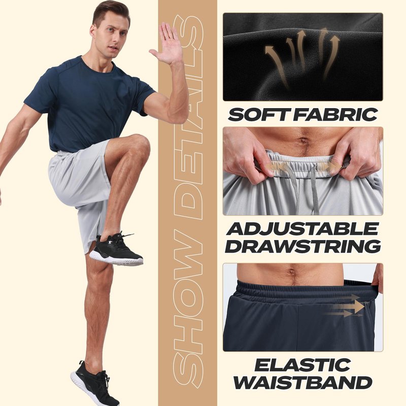 BOOJO 3 Pack Athletic Gym Mens Shorts - Workout Black Quick Dry Basketball Shorts with Pockets for Running Casual Activewear