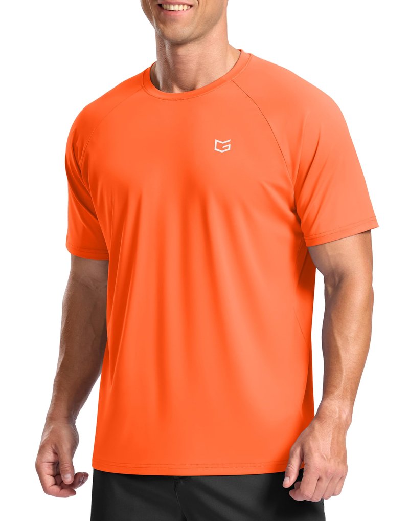 G Gradual Men's Athletic Workout T-Shirts Moisture Wicking Cooling Running Shirts Short Sleeve Performance Tee for Gym Tennis(Orange,3XL)