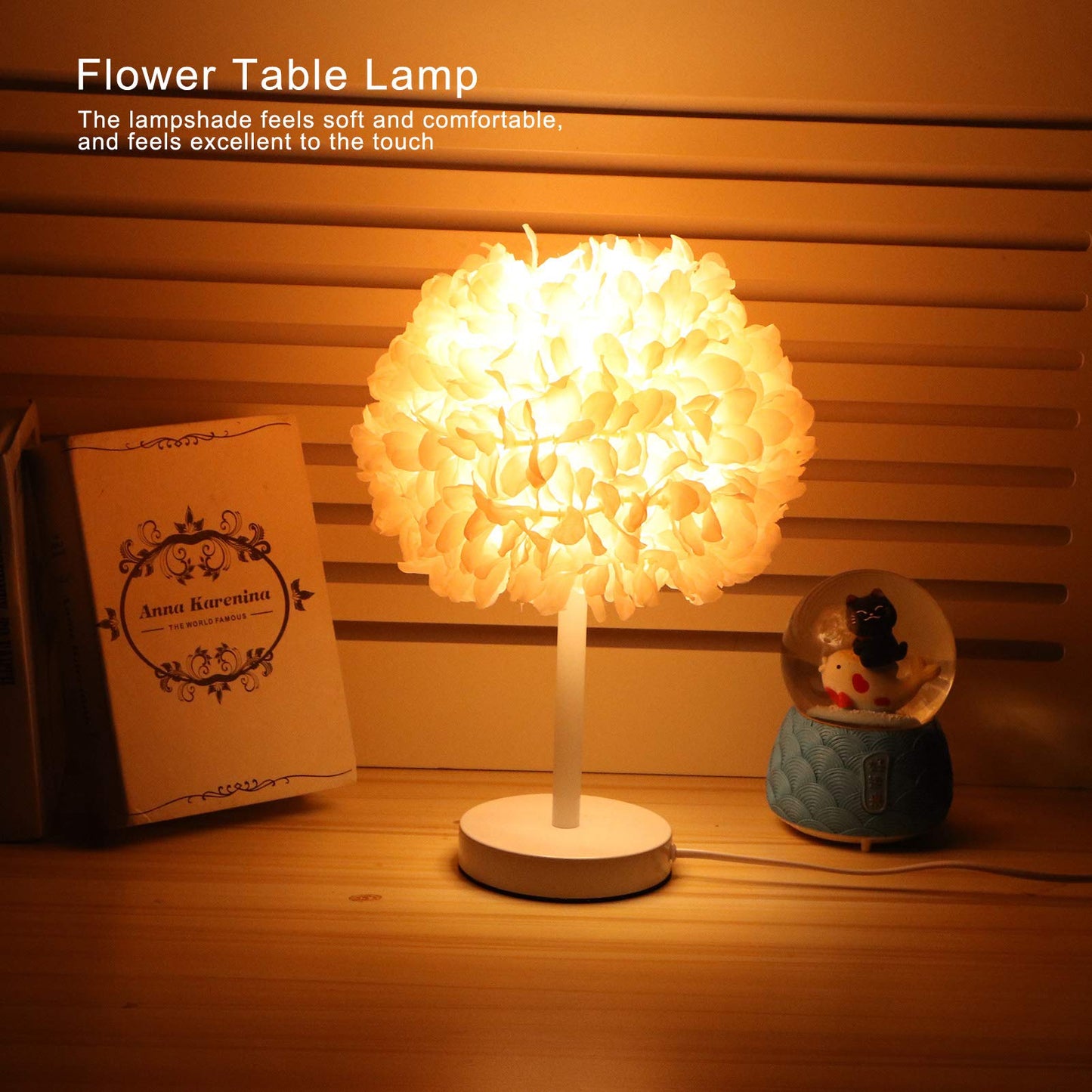 Table Lamp, Flower Table Lamp Bedside Bedroom Desktop Nightstand Decoration Supplies Light Pink, for Study Rooms, Bedrooms, Restaurants, Hotel Rooms(US Plug 110 220V)
