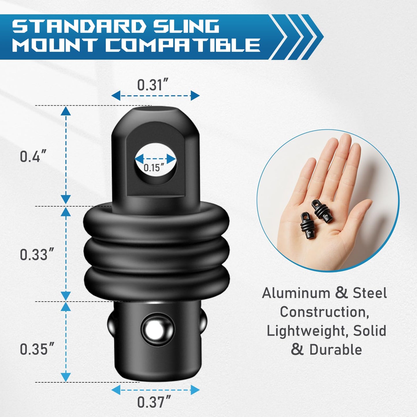 GGYOU QD Sling Swivel Stud for QD Sling Mount, Heavy Duty Steel Quick Detach Sling with Button