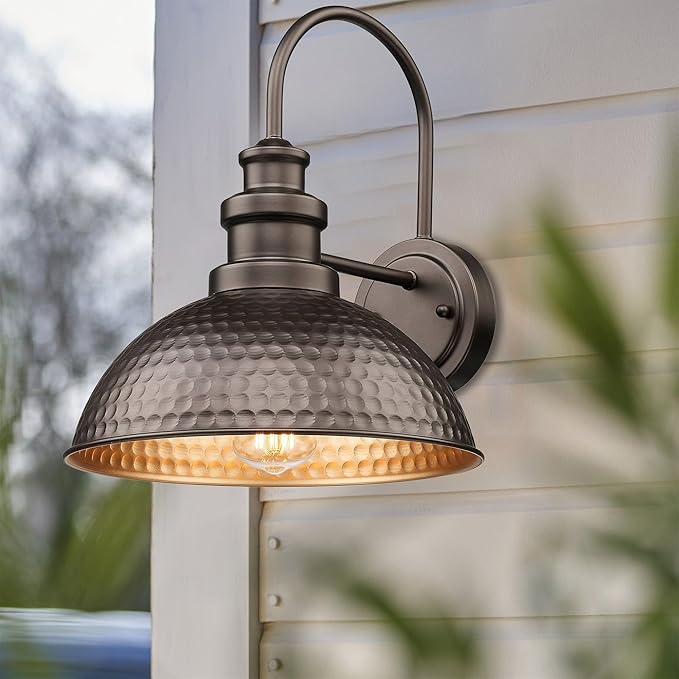 Casia Outdoor Farmhouse Barn Lights, Rustic Outdoor Wall Sconce, Exterior Wall Lights, Front Door Mounted Lighting Fixture,Vintage Gooseneck Lighting (Oil Rubbed Bronze, 4 Pack)