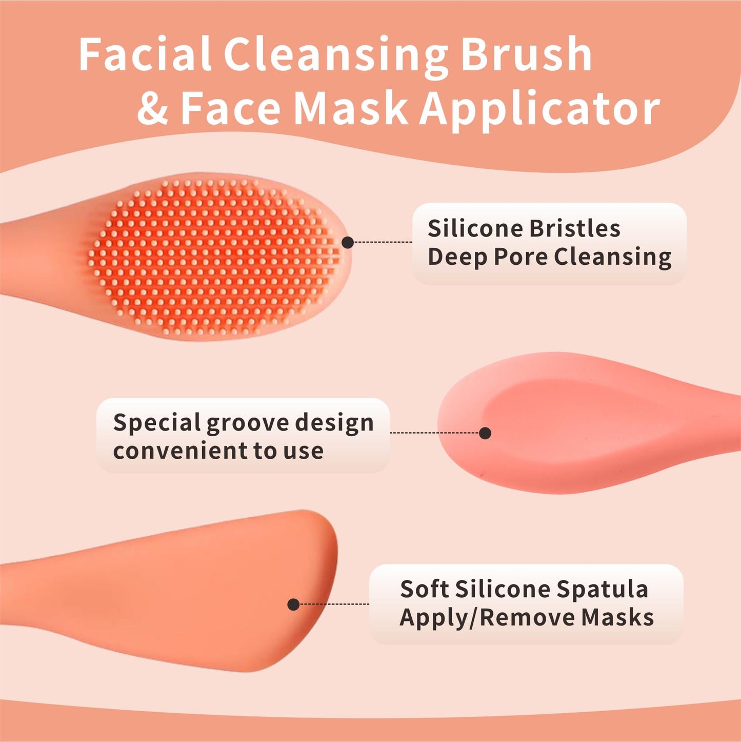 Silicone Face Scrubber, 2 in 1 Face Mask Brush, Pore Brush, Blackhead Remover, Facial Cleansing Brushes, Face Mask Applicator for Mud, Clay(Pink+Purple)