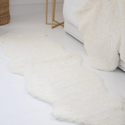 Nordic Sheep Real Sheepskin Rug 2x6 ft | Sheepskin Rugs for Living Room and Sofa | Large Bedside Rugs for Bedrooms is Breathable & Heat-regulating | Fluffy Rug in Color White