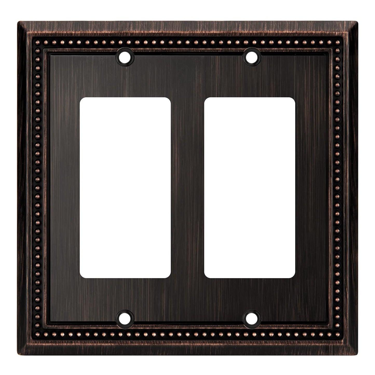 Henne Bery Sunken Pearls Heavy Duty Decorative Wall Plate Switch Plate Outlet Cover (Double Decorator, Aged Bronze)