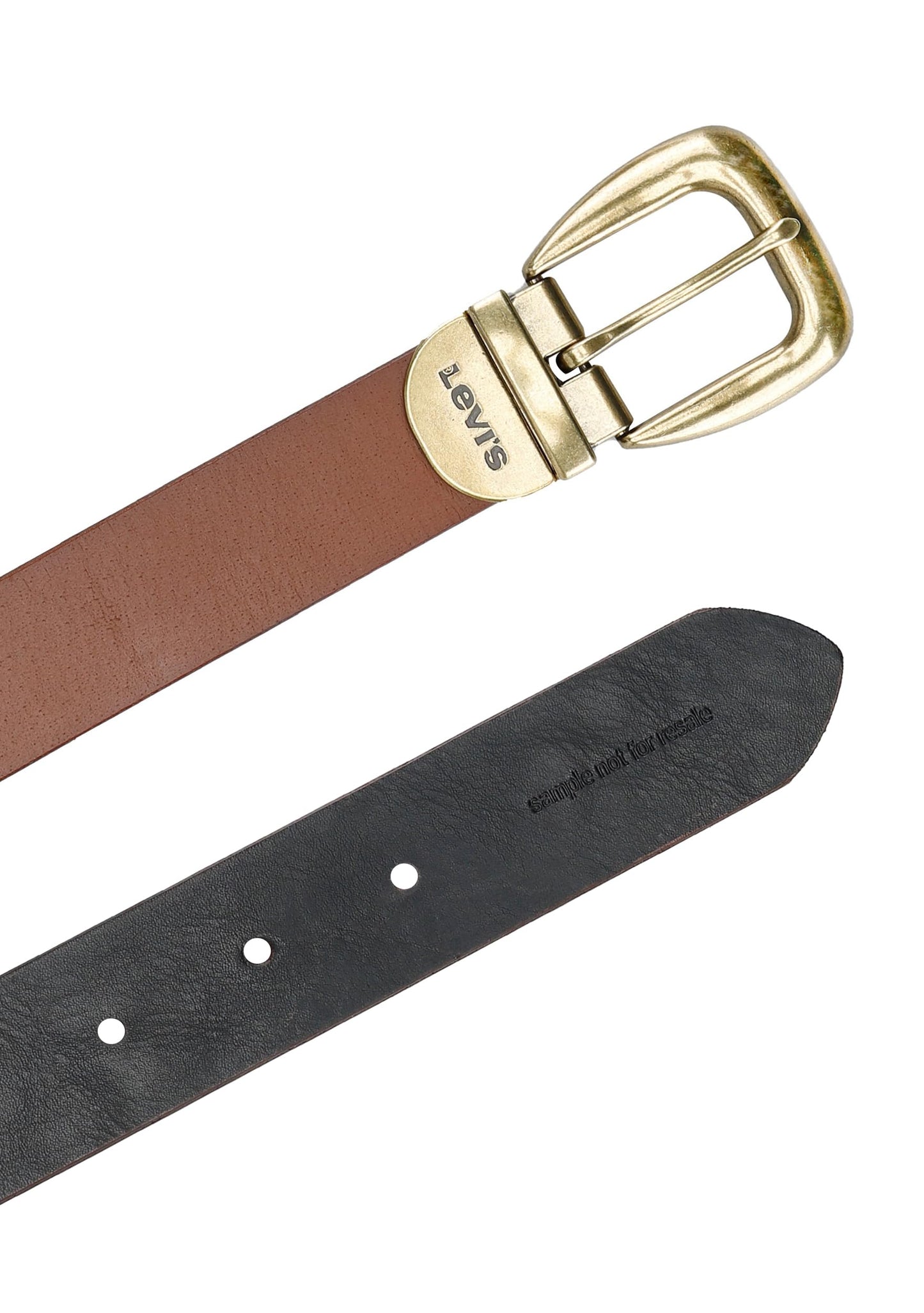 Levi's Women's Reversible Western Buckle Casual Belt, Tan/Black, Large
