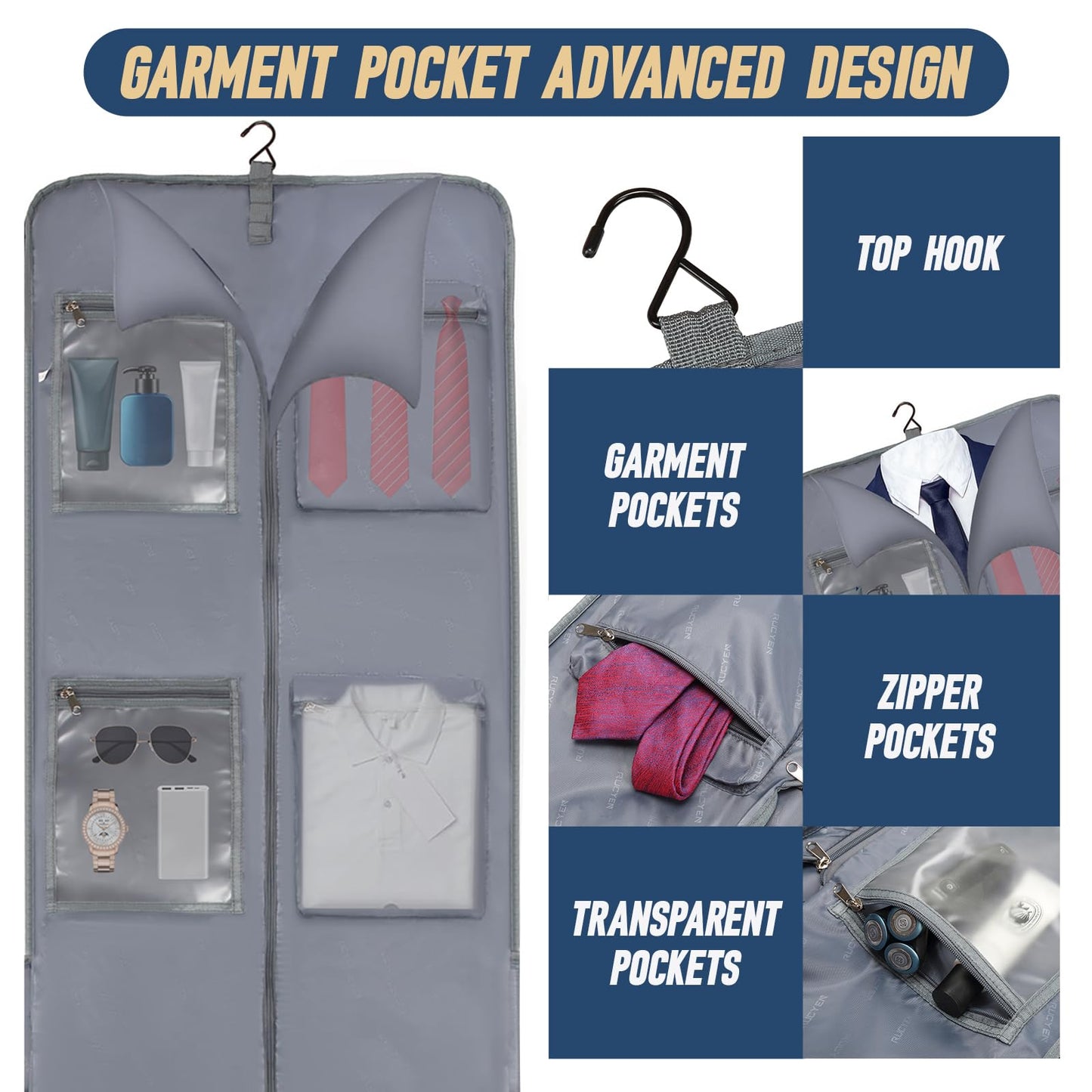 Rolling Garment Bag, Large Carry On Garment Bag With Wheels, Men Women Suit Carry On Garment Bag for Travel Business