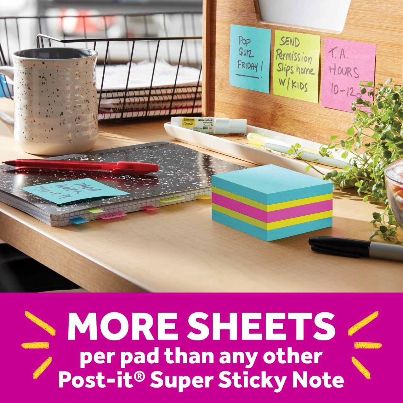 Post-it Super Sticky Notes, 1 Cube Note Sticky Notes Pad, 3 x 3 in., School Supplies and Oﬃce Supplies, 2X the Sticking Power, Neutrality Collection