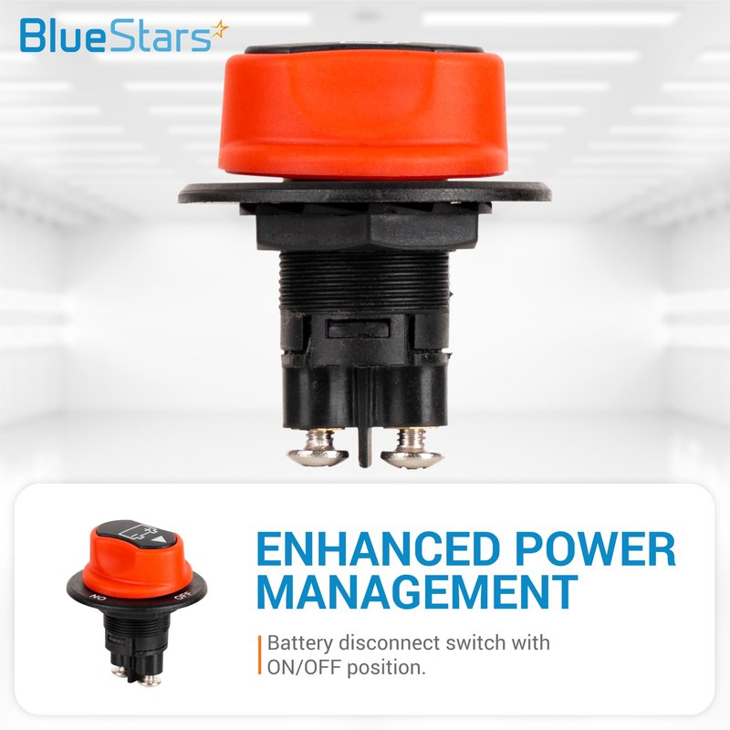 BlueStars Battery Isolator Selector Switch for Boat 50A Continuous 75A Intermittent 12V to 50V Water-Proof ON/Off Boats, Marines, Cars, Vehicles, Campers, RV, Motorcycles, Yachts