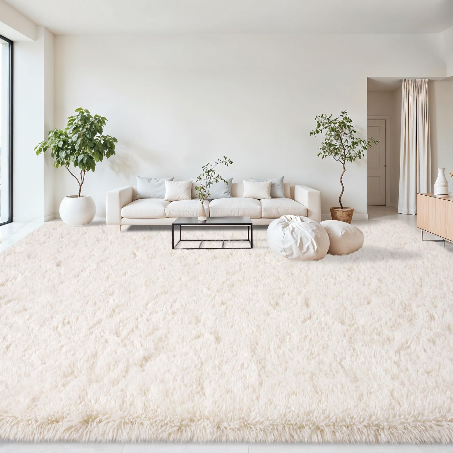 Mugorn Area Rugs 10x14 Living Room, Large Fluffy Cream White Area Rugs for Bedroom, Soft Carpet Shag Kids Room Rug, Non-Slip Fuzzy Rugs Indoor (10ft x 14ft, Cream White)