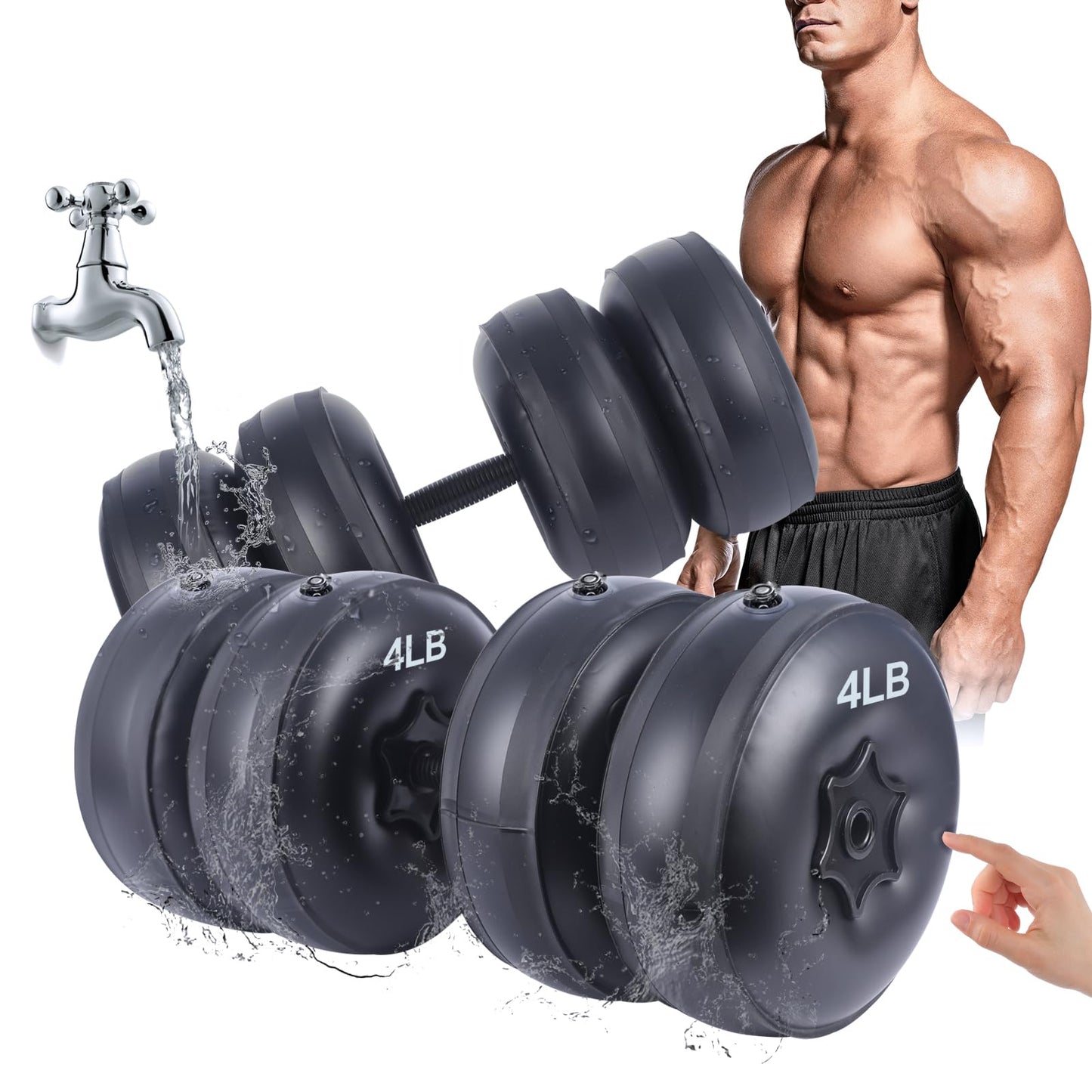 Water Filled Dumbbells Set - Water Filled Weights - Portable Travel Weights - Weights Adjustable Dumbbells - Portable Fitness Equipment - Strength Training - Fitness and Shaping