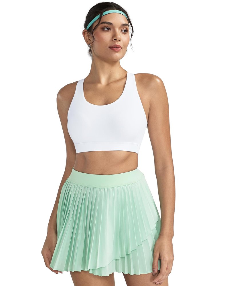 RUNNING GIRL Sports Bra for Women, Criss-Cross Back Padded Strappy Sports Bras Medium Support Yoga Bra with Removable Cups
