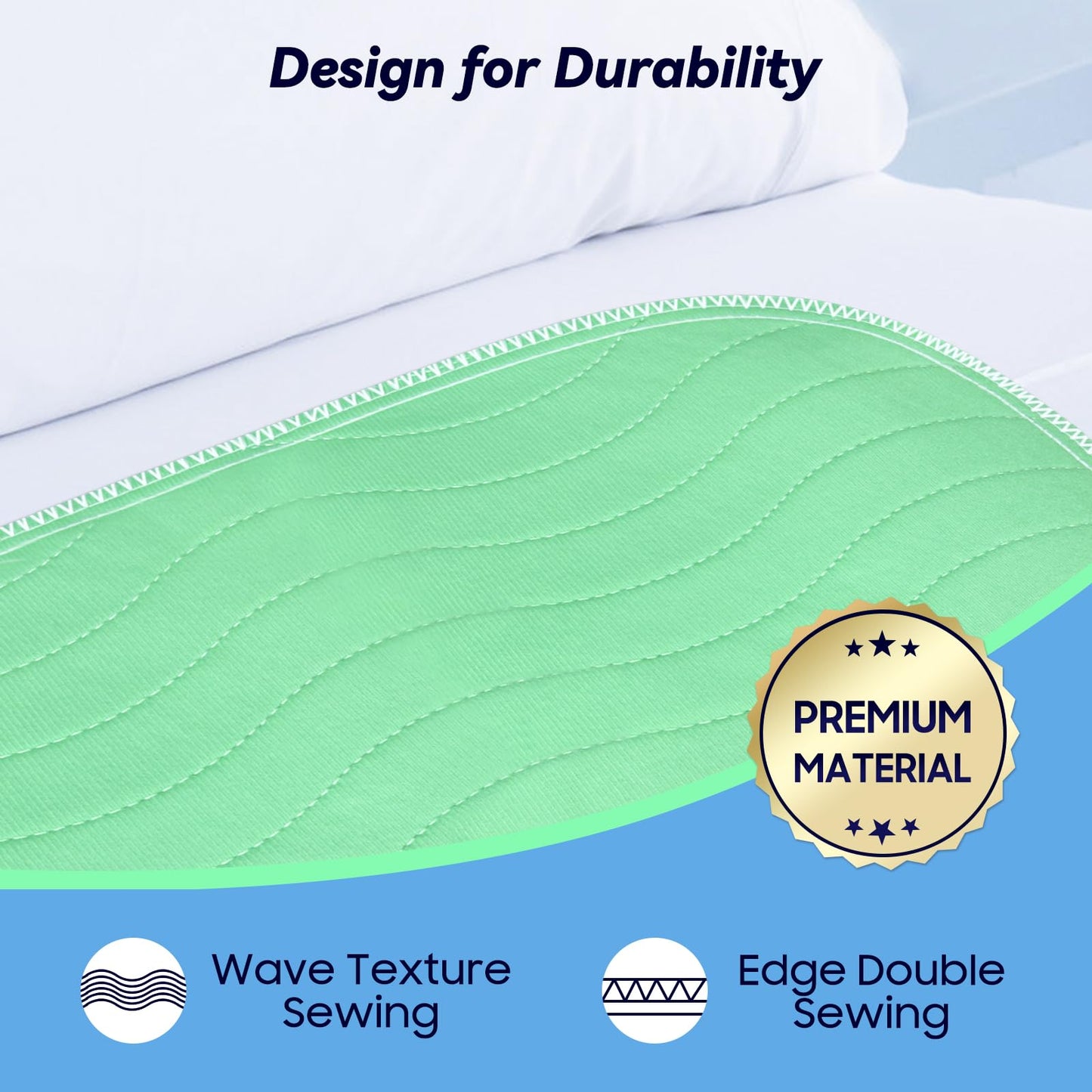 FYGRIP 4 Pack 36” x 36” Extra Heavy Absorbency Washable Underpads, Waterproof Quick Drying Nursing Incontinence Reusable Washable Bed Pee Pads for Dogs, Diaper Changing & Adults, Green
