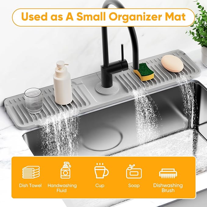 24'' Folding Faucet Mat for Kitchen Sink Splash Guard Kitchen Sink Faucet Mat
