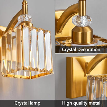 Crystal Vanity Lights - Gold 6 Light Modern Bathroom Vanity Light Fixtures Over Mirror