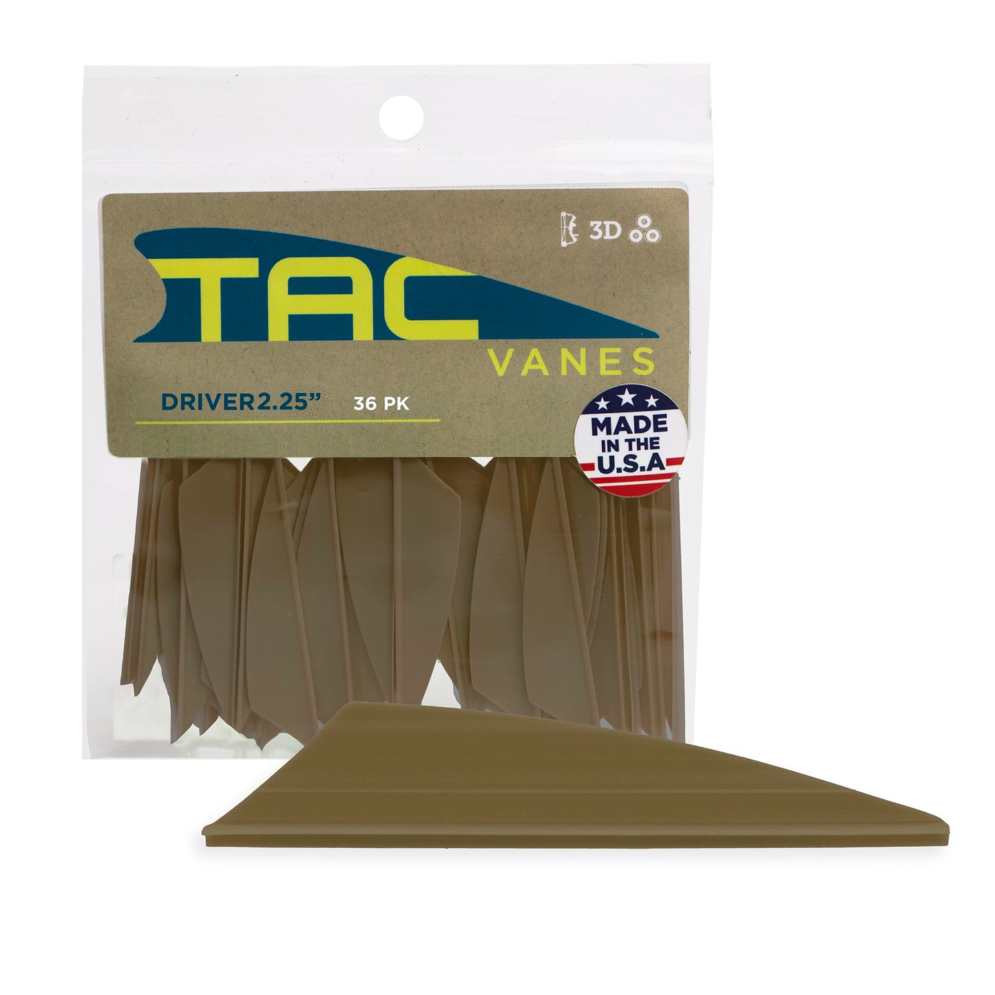 TAC Vanes 2.25" Driver Arrow Vanes | Archery Fletching for Compound & Crossbow | Durable, Lightweight, High Accuracy, OD Green 36 Pack