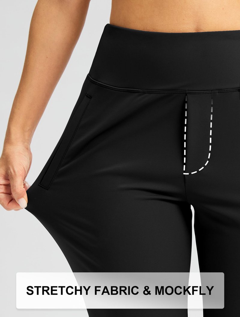 SANTINY Women's Pants with 3 Pockets 7/8 High Waisted Stretch Ankle Pants for Women Golf Casual Travel Athletic Work (Black_M)