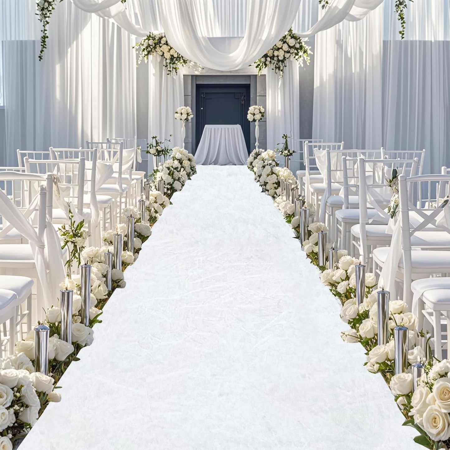 FOTSHARER White Aisle Runner for Wedding Velvet Aisle Runner Rug 4FTx15FT Wedding Carpet Runner Indoor Outdoor Wedding Party Prom Walkway Rugs Decorative Church Runner Wedding Aisle Decorations