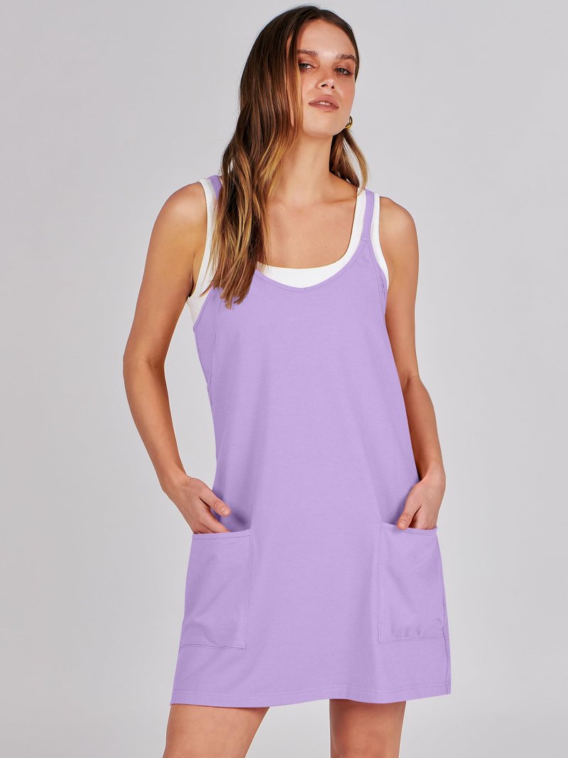 ANRABESS Women Athletic Dress Summer Tennis Workout Active Sports Mini Romper Dress Built in Shorts Travel Vacation Clothes Purple X-Large