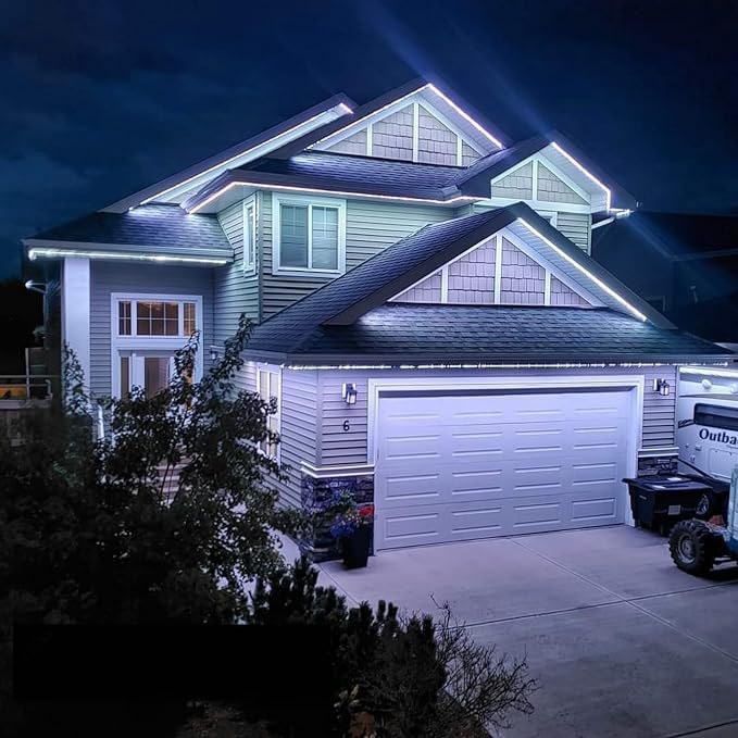 FORT LED Neon Rope Lights White 100FT 30M Flexible AC 110V 120V LED Strip Lights Outdoor Waterproof Plug-Play Neon Strip Lighting Dot Free Connectable Home Commercial Decor Neon Sign ETL FCC