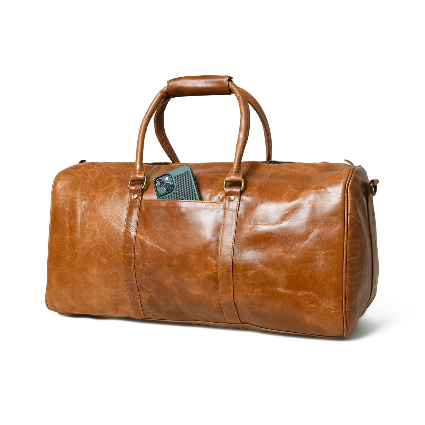 Duffle Bag For Men and Women, 21 Inch Vintage Buffalo Leather Travel Duffle Bag, Genuine Carry On Overnight Bag, Weekender Gym Bag with Shoulder Strap, Carry on Airplane Luggage Bags