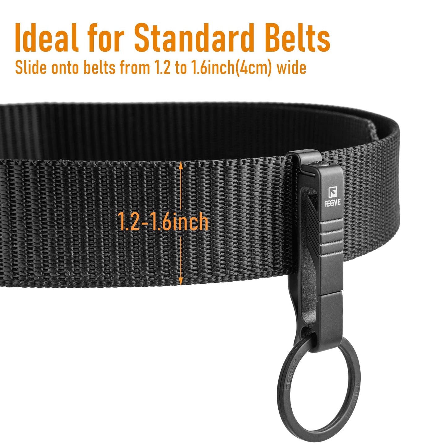 FEGVE Duty Belt Key Holders Titanium Carabiner Keychain Belt Clip with Keyring for Keys,Gifts for Men Dad (Black - BK1)