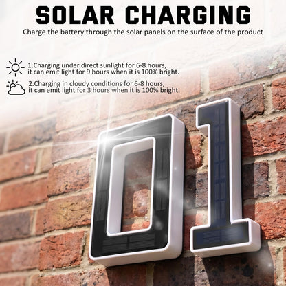 DIBMS 6.7 Inch Solar Lighted House Numbers for Outside Lighting, Waterproof LED Illuminated Address Sign, Personalized Backlit Number for Home Exterior Apartments Hotels Factories(Black-6, 6.7 INCH)