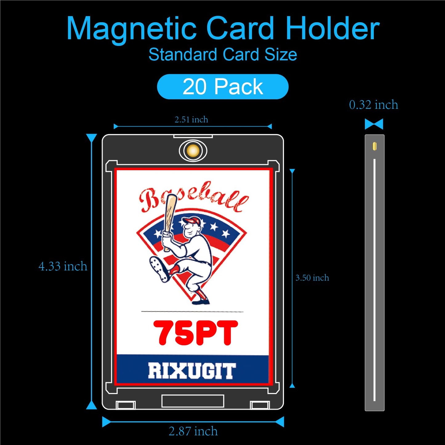 RIXUGIT 20 Pack 75pt One Touch Magnetic Card Holders for Trading Cards