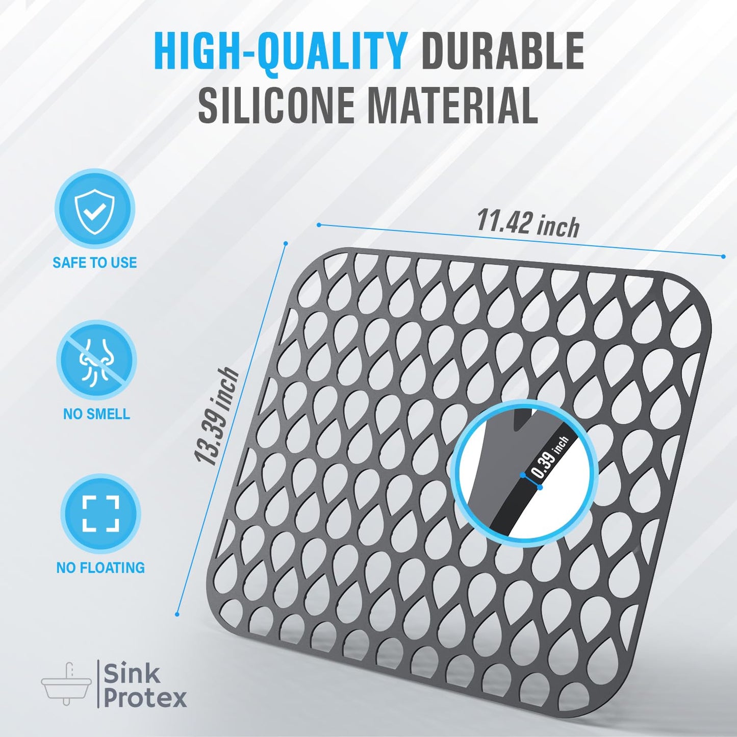 Silicone Sink Protectors for Kitchen Sink – 2 Pack Kitchen Sink Mats for Bottom of Sink – Heat-Resistant, Dishwasher-Safe Sink Grid – Non-Slip Sink Accessories, Flexible Sink Protector Mat – Gray