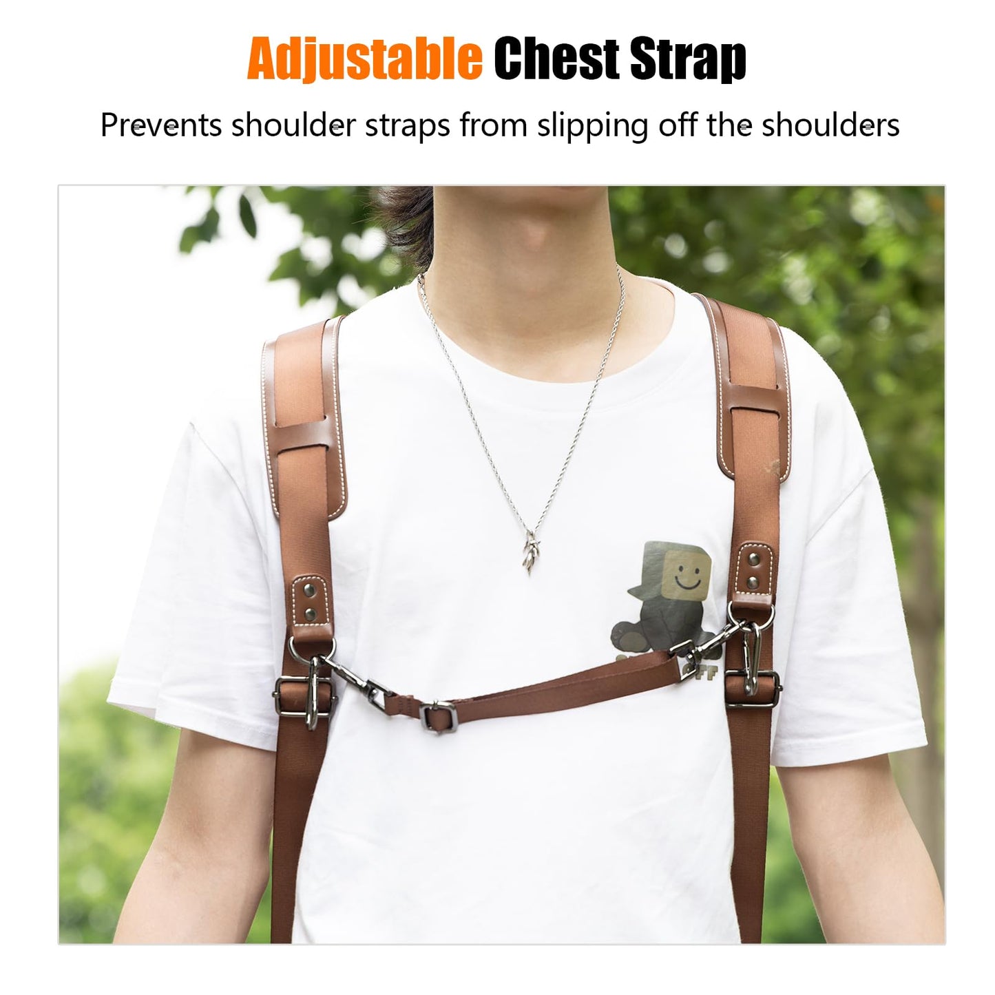 Cwatcun Camera Strap, Camera Harness for Photographers-Leather Dual Camera Neck Shoulder Straps for Canon, Nikon, Sony, Fuji DSLR SLR Mirrorless Camera- 1.0 S Coffee