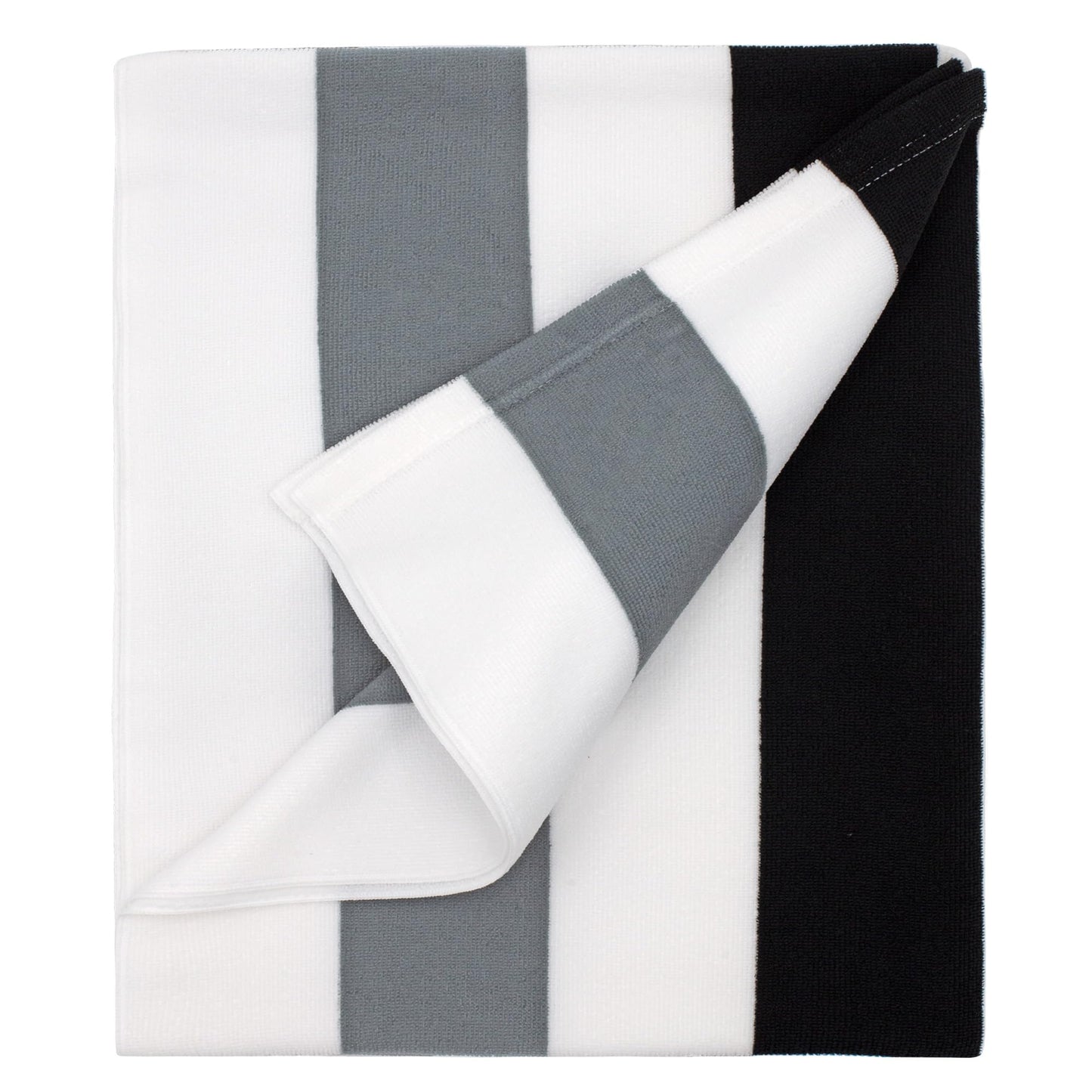 cabanana Large Oversized Beach Towel - Microfiber Sand Free 35 x 70 Inch Quick Dry Lightweight Pool Towel for Adults, Thin Striped Swim Towel (Black)