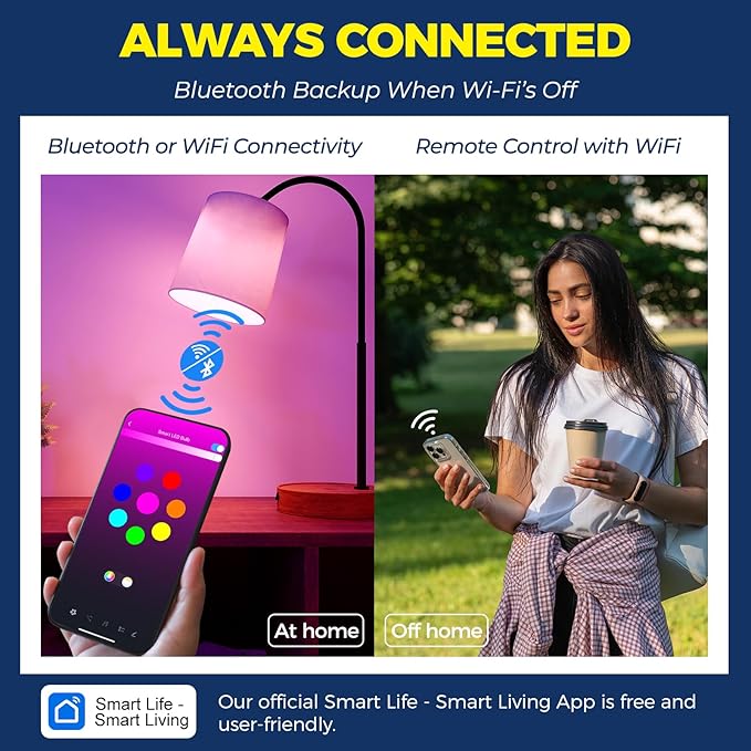 Lightinginside Smart Light Bulbs 60W Equivalent, WiFi Smart Bulb Compatible with Alexa/Google Assistant/Smart Life, A19 E26 RGBCW Color Changing, No Hub Required,2.4G WiFi, ETL Listed, 9W 800LM, 4PCS