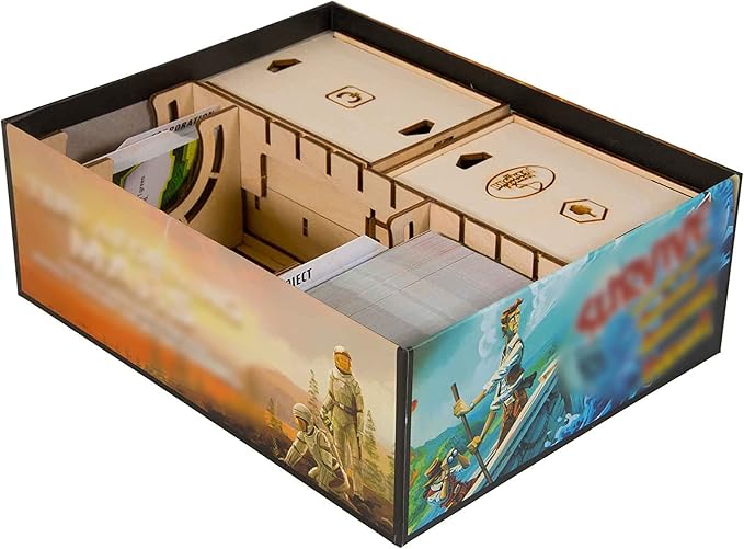 The Broken Token Game Organizer Compatible with Terraforming Mars: Ares Expedition - Wooden Game Organizing Box with Multiple Trays