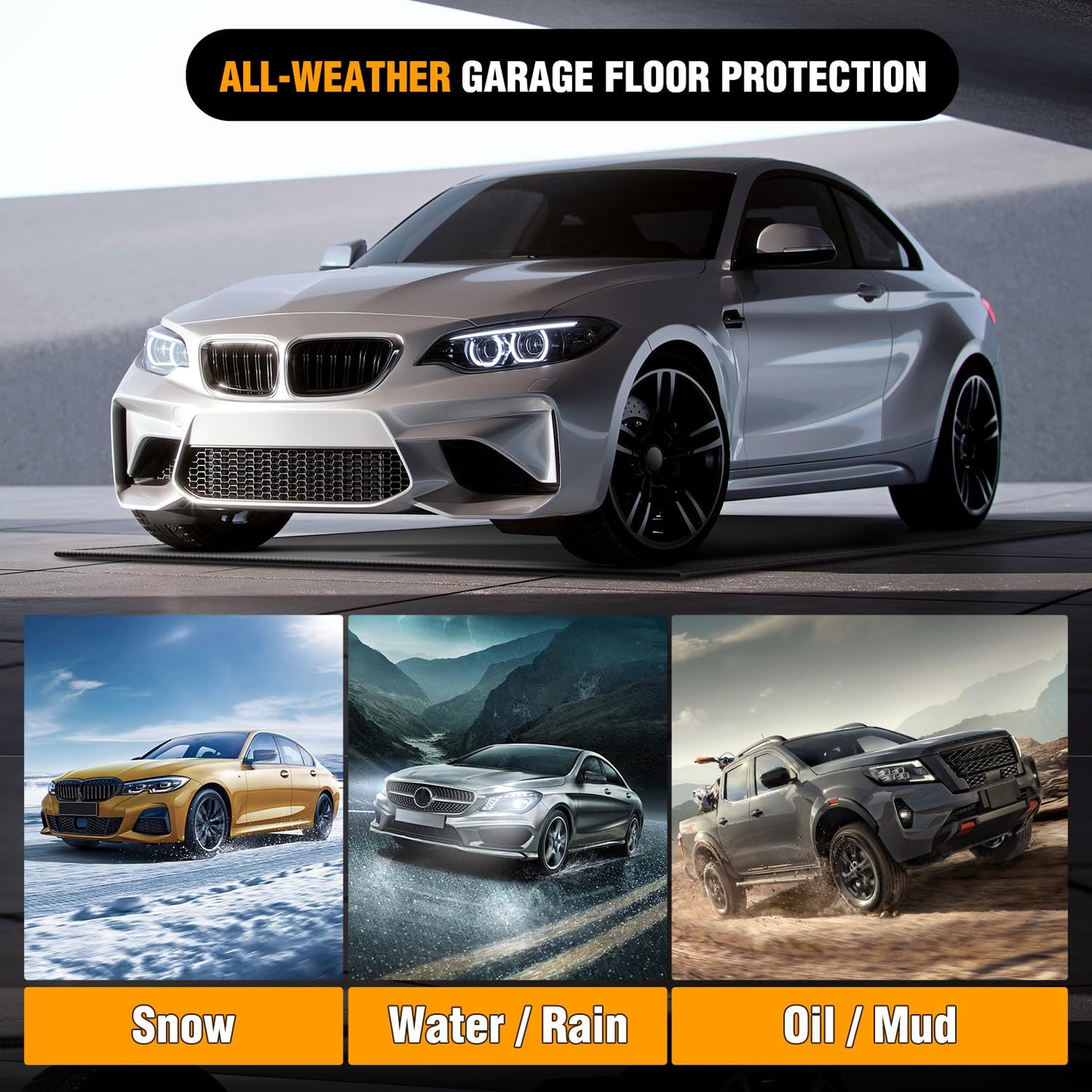 Nilight Garage Containment Mat 7'9" x 18' PVC Garage Floor Mat with 1.4" Raised Foam Edge Waterproof Heavy Duty Garage Parking Mat for Cars SUVs Sedans