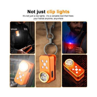 FOSFIS Rechargeable EDC Flashlight, 500 Lumens Portable Clip On Light, Pocket Flashlights Rechargeable, IP68 Waterproof Mini EDC Light for Signaling, Camping, Emergency (Orange)