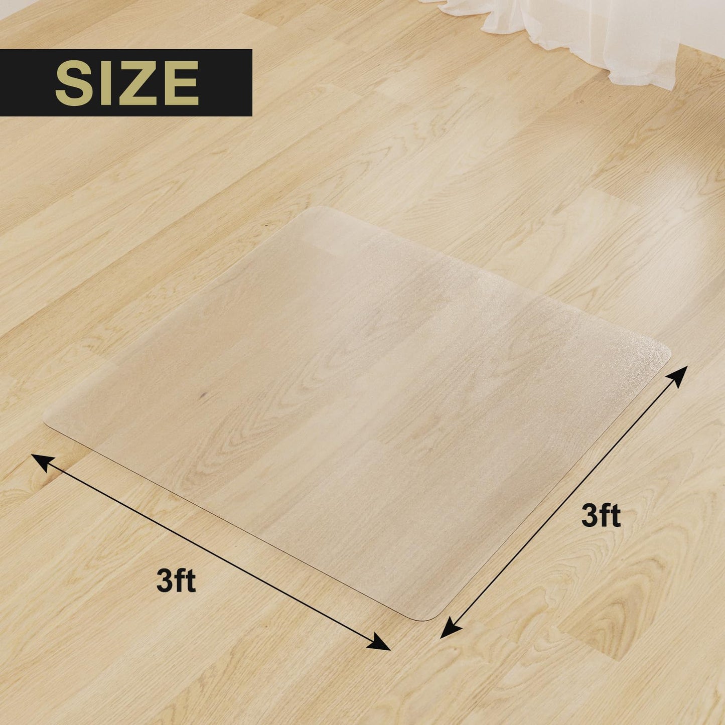 NENSIUM 36" x 36" Clear Area Mat for Hard Floor, Waterproof Thick PVC Floor Protetor for Home, No Scratch Durable Plastic Floor Mat for High Traffic Area