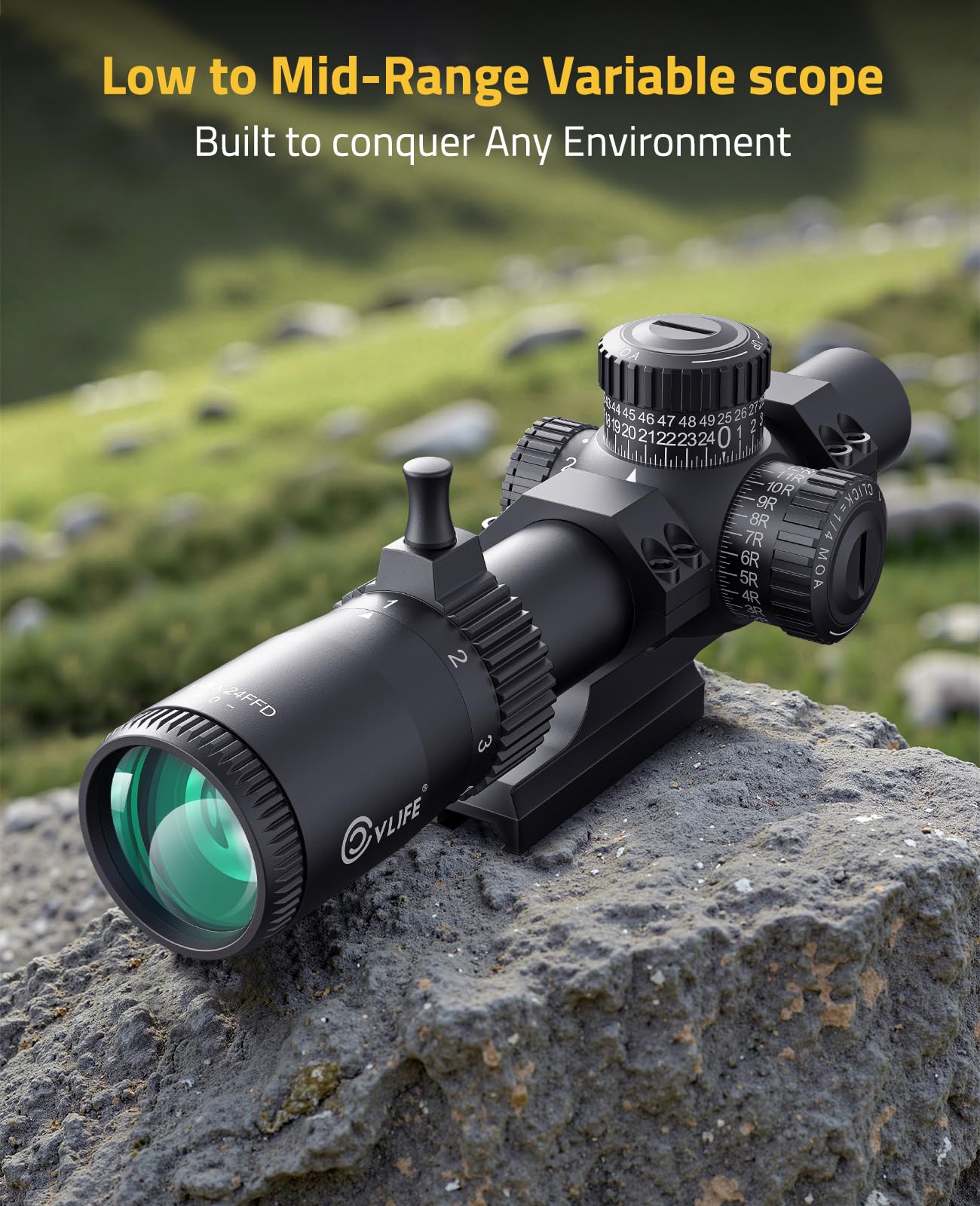 CVLIFE BearMight 1-8x24 LPVO FFP Rifle Scope - ED Glass, Illuminated BDC Reticle, Zero Stop, Cantilever Mount - First Focal Plane 34mm Tube Hunting Riflescope