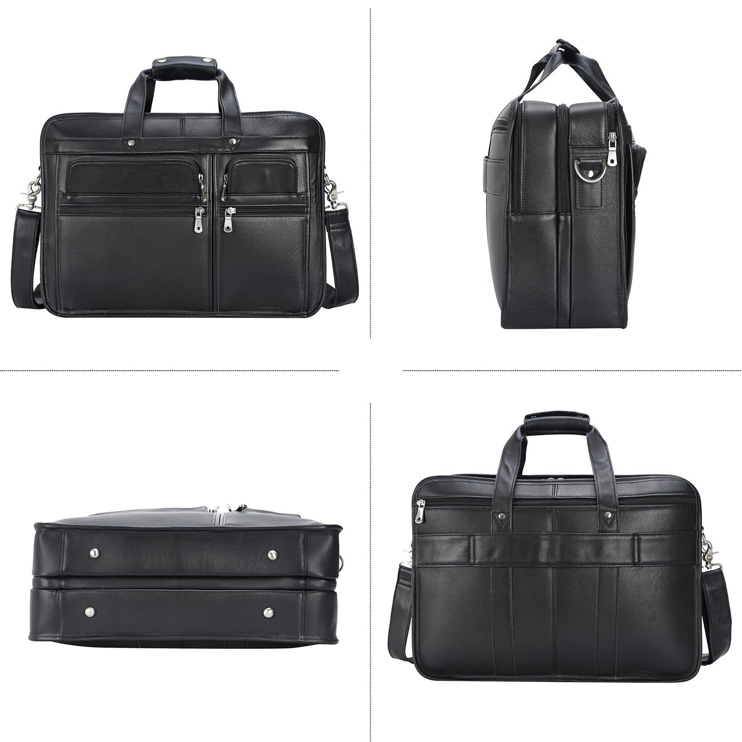 Polare 17'' Napa Leather Briefcase Laptop Attache Case Messenger Bag For Men Fits 15.6'' Laptop