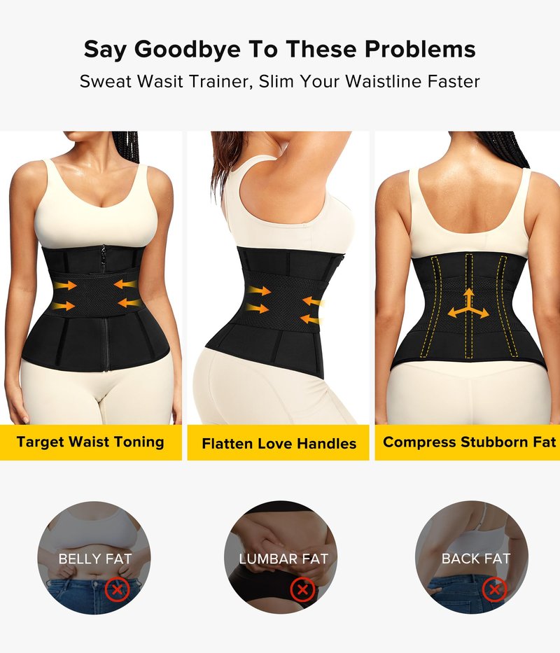 Junlan Sweat Waist Trainer for Women - Sauna Waist Trimmer for Working Out(Blue,Small)