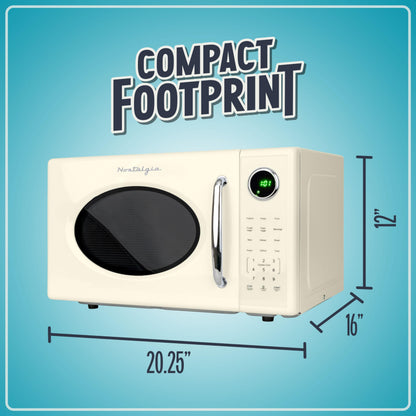 Nostalgia Retro Microwave Oven - 0.7 Cu Ft, 700-Watt Countertop Size with Glass Turntable, Child Safety Lock, 8 Auto-Cook Programs, Digital Clock - Aqua