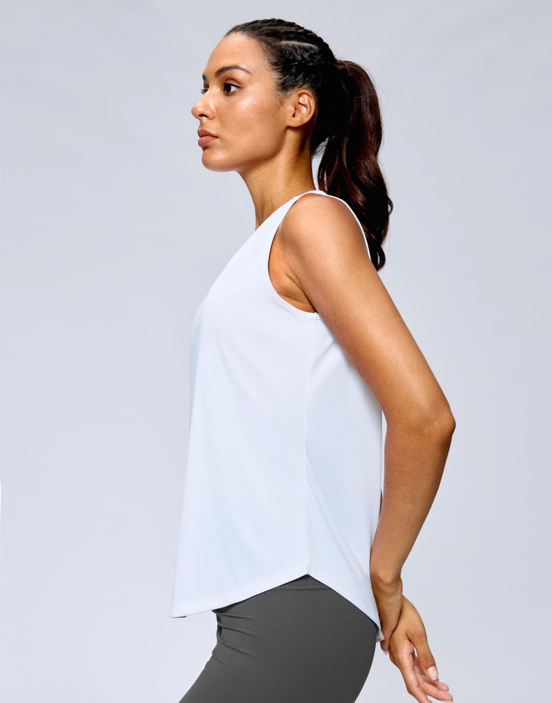 G Gradual Women's Workout Tank Tops Lightweight Sleeveless High Neck Athletic Shirts for Running Gym Tennis Pickleball, White, L