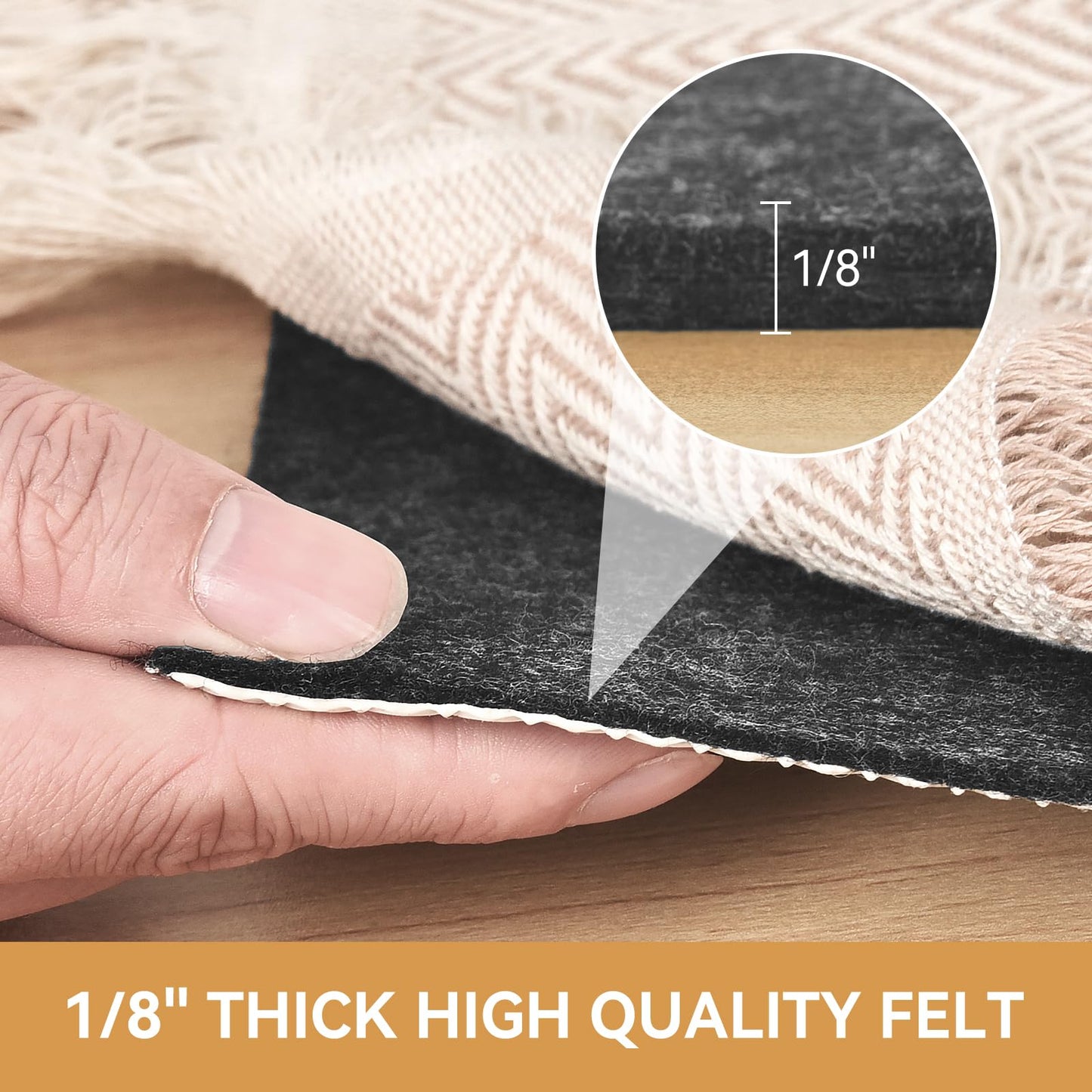 Deep Dream Dual Surface 5' Round Rug Pad, Waterproof 1/8" Thick Felt + Rubber Backing, Non Slip Round Carpet Gripper for Area Rugs, Protective Cushioned Pads for All Floors