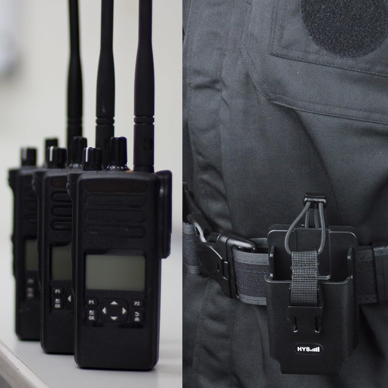 HYS Tactical Handheld Two Way Radio Holster - Portable Radio Case (TPU) with Belt Clip & MOLLE Attachment for Belt, Vest, or Pack, for Walkie-Talkie, Security, EMS, Law Enforcement Duty Gear