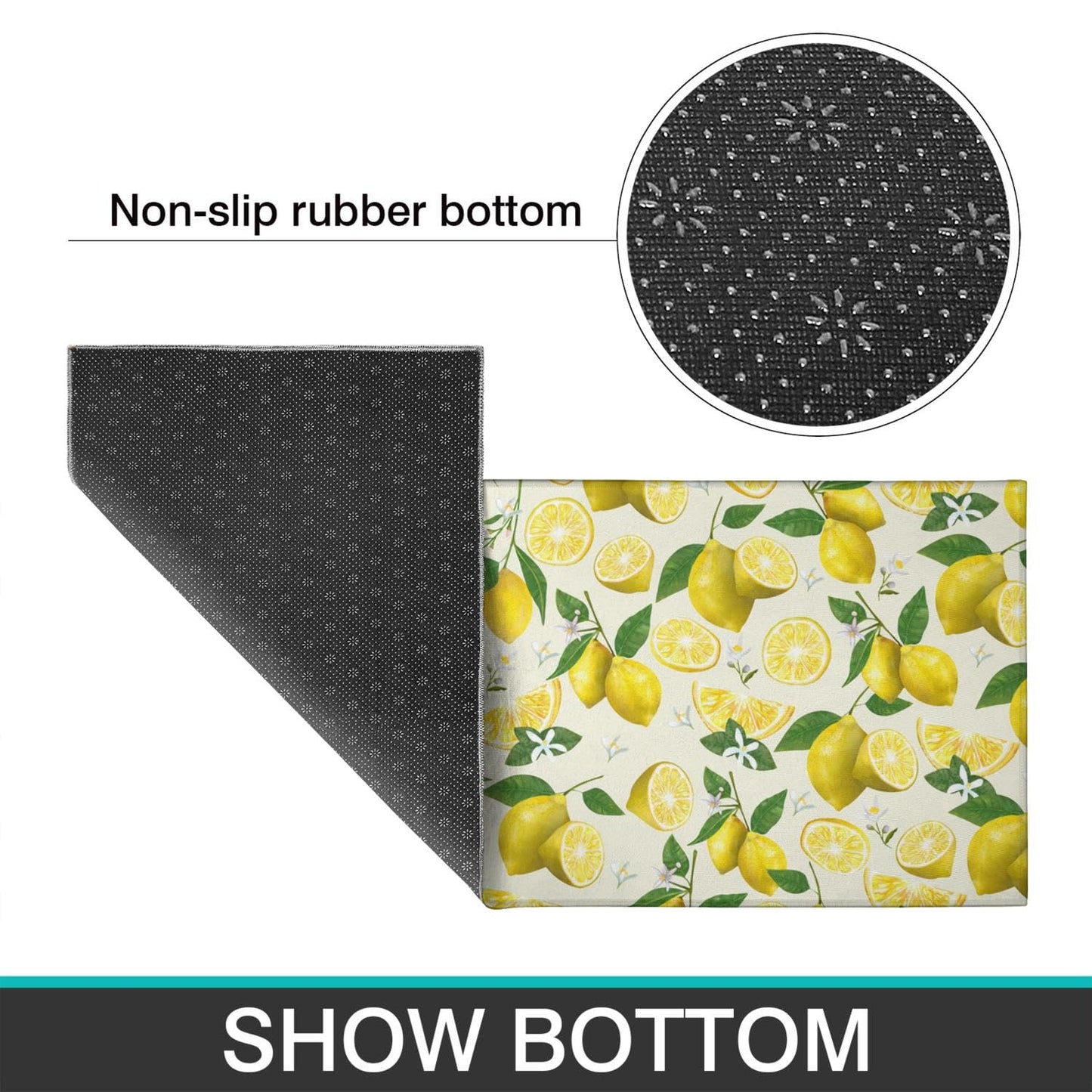 Ghroiep 2 Piece Lemon Kitchen Decor Rugs Set, Farmhouse Country Kitchen Rugs and Mats Non Skid Washable Absorbent Microfiber Kitchen Accessories Decoration Floor Mats 17"x47"+17"x30"