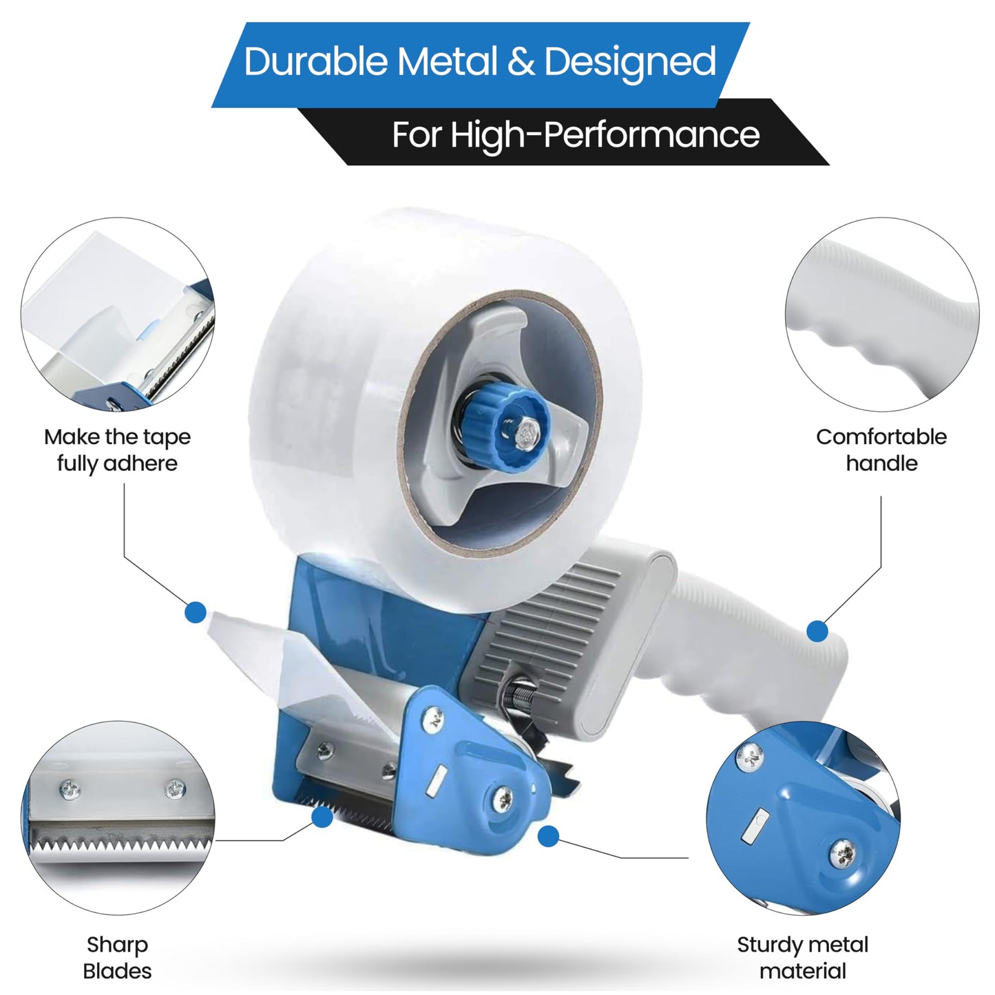 Luxuriaz Heavy Duty Packing Tape with Dispenser - 1.88 Inch x 65 Yards, 6-Pack Clear Packaging Tapes, Durable Tape Dispenser for Secure Sealing, Ideal for Moving and Shipping