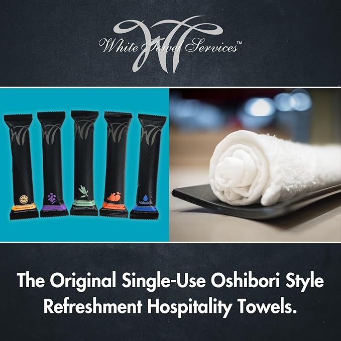White Towel Services 8" x 8" inch Moist Cotton Towel Individually Wrapped