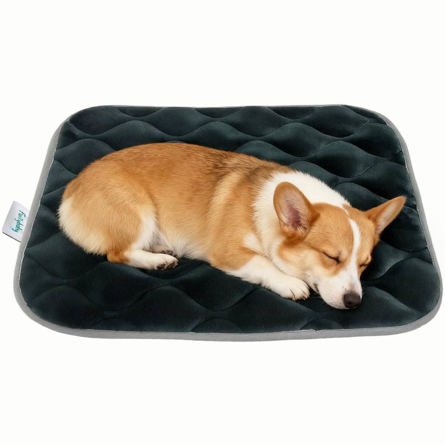 furrybaby Dog Crate Pad for Dog Cages Flat Crate Mat Kennel Pad with Anti-Slip Bottom Machine Washable for Pet Bed Sleeping (S 24x18'', Grey Mat)