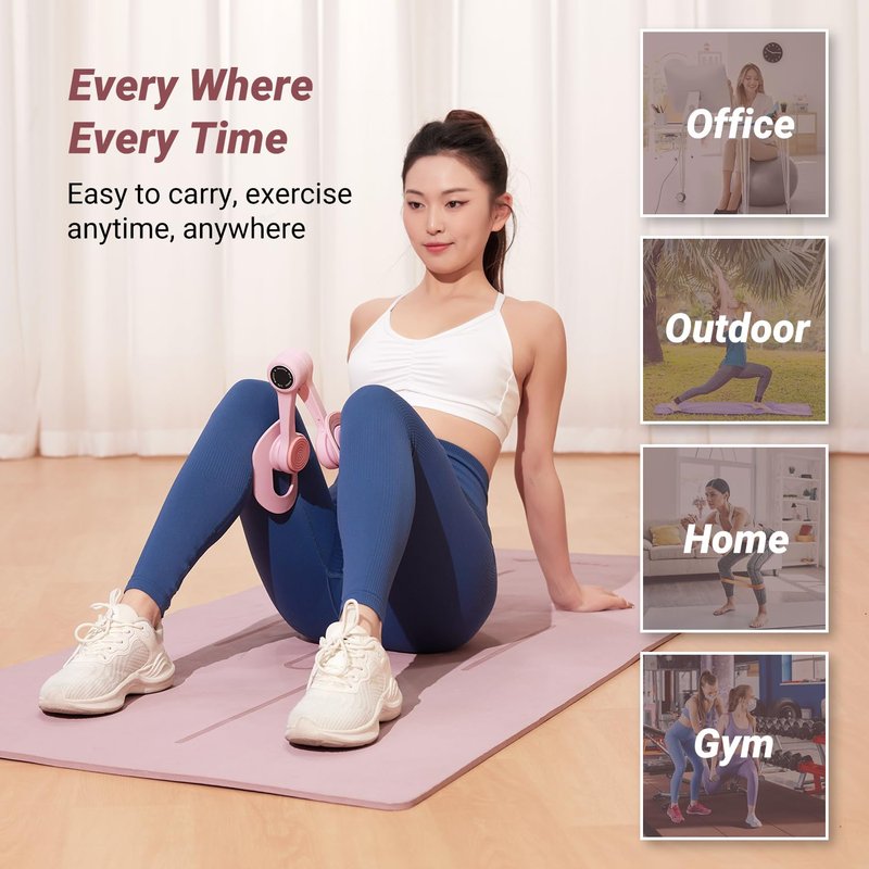 MERACH Thigh Trainer, Pelvic Floor Muscle Trainer, Inner Thigh Exercise Workout Equipment for Home Gym, Pelvic Floor Strengthening Women(Pink)
