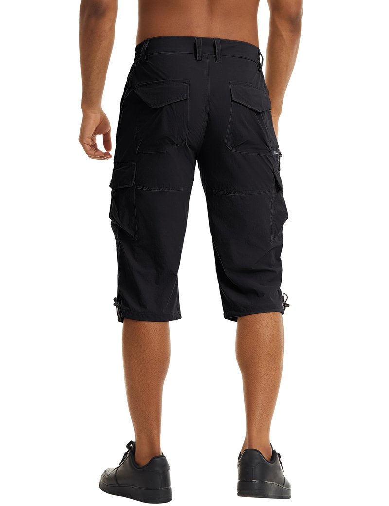 TACVASEN Cargo Shorts for Men with Multi Pockets Quick Dry 3/4 Length Hiking Shorts Below Knee Lightweight Capri Pants Black