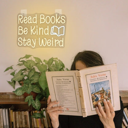 WLHOPE Read Books Be Kind Neon Sign Neon Signs for Wall Decor Dimmable Read Books Neon Lights LED Sign for Book Lovers Gifts Bedroom Bookstore Reading Room Library Study Room Decoration